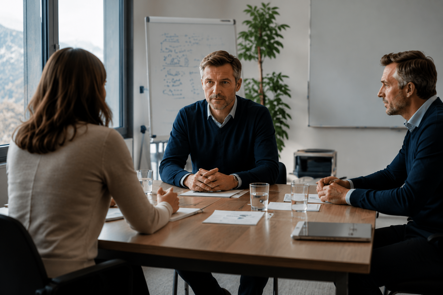 Beratungssituation im Besprechungsraum von Pro Vobis